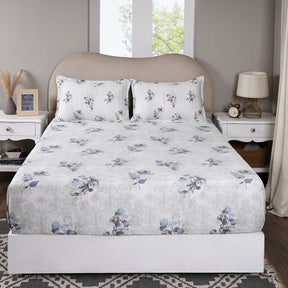 Sensory Bloom Flowerland 100% Cotton Blue Fitted Sheet with Pillow Case