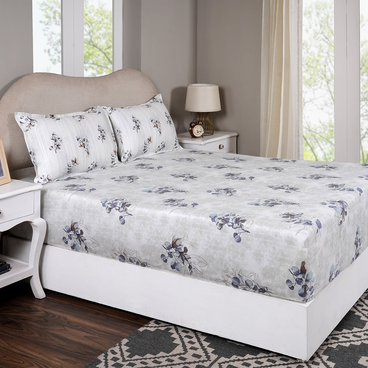Sensory Bloom Everbloom 100% Cotton Blue Fitted Sheet with Pillow Case