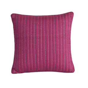 Folklore Transition Recurring Stripes Fabric 100% Cotton Filling 100% Polyester Red Hand Embroidered Quilted Cushion Cover