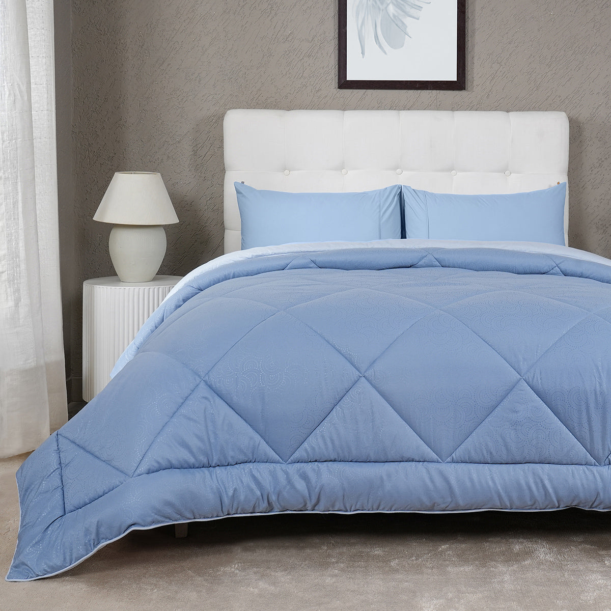 Gravel reversible textured Blue Quilt
