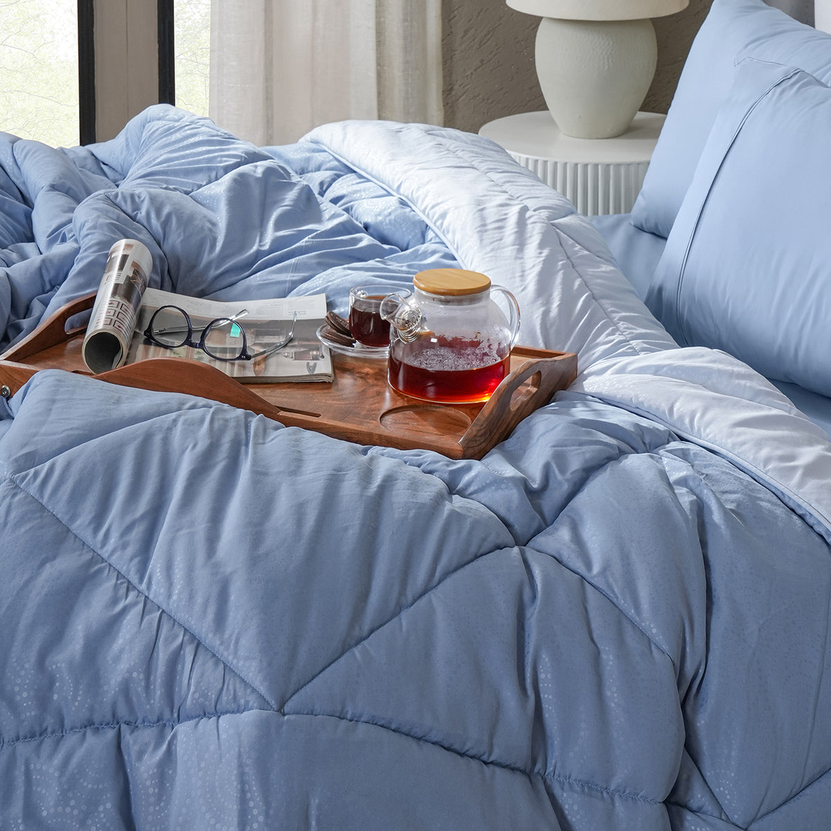 Gravel reversible textured Blue Quilt