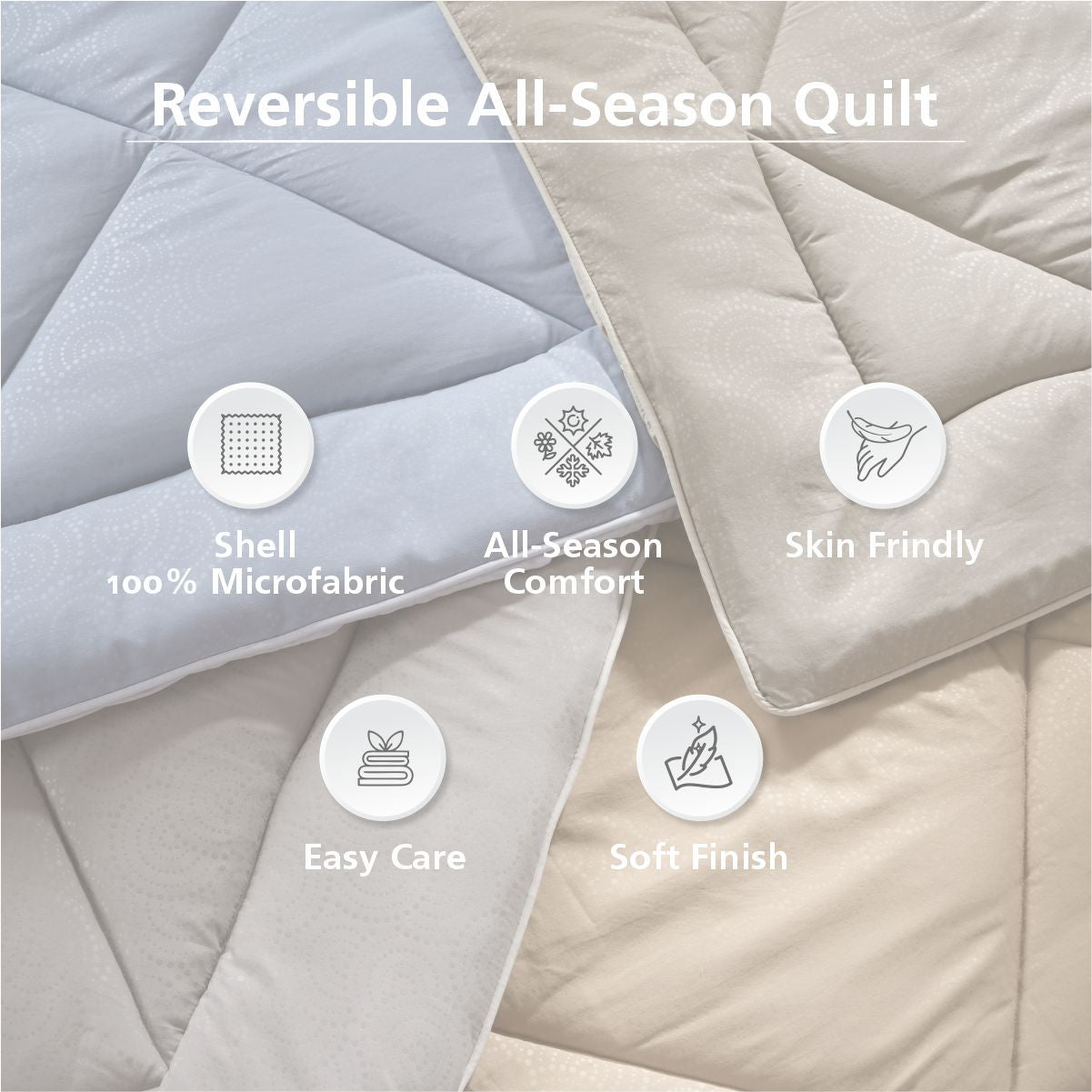 Gravel reversible textured Beige/Neutral Quilt