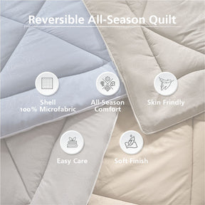 Gravel reversible textured Beige/Neutral Quilt