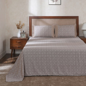 Hermosa Botanic Bloom Artisanal Aura 100% Cotton Printed Bedsheet with Pillow Case Brown