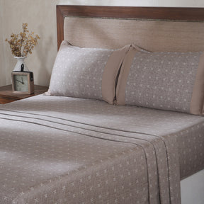 Hermosa Botanic Bloom Artisanal Aura 100% Cotton Printed Bedsheet with Pillow Case Brown