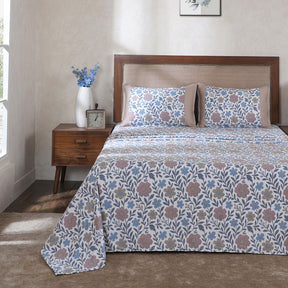 Hermosa Botanic Bloom Bloomscape 100% Cotton Printed Bedsheet with Pillow Case Canyon Clay