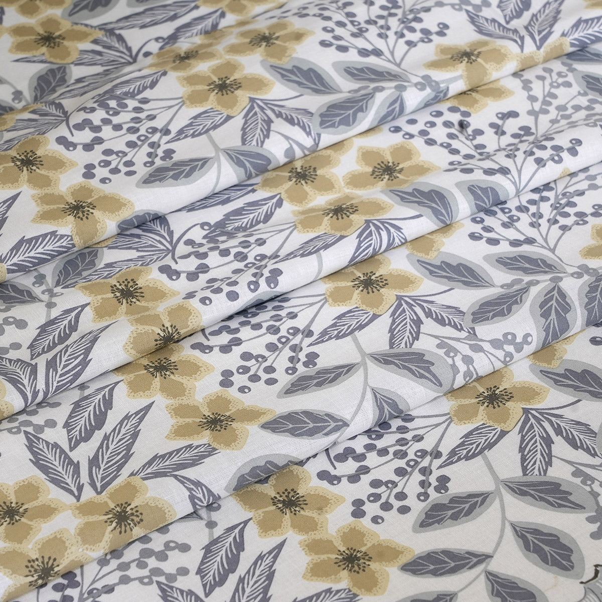 Hermosa Botanic Bloom Fleur Essence 100% Cotton Printed Bedsheet with Pillow Case Yellow
