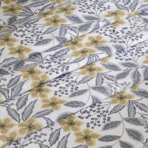Hermosa Botanic Bloom Fleur Essence 100% Cotton Printed Bedsheet with Pillow Case Yellow