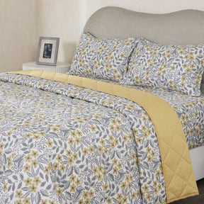 Hermosa Botanic Bloom Fleur Essence 4Pcs Yellow Quilt Set