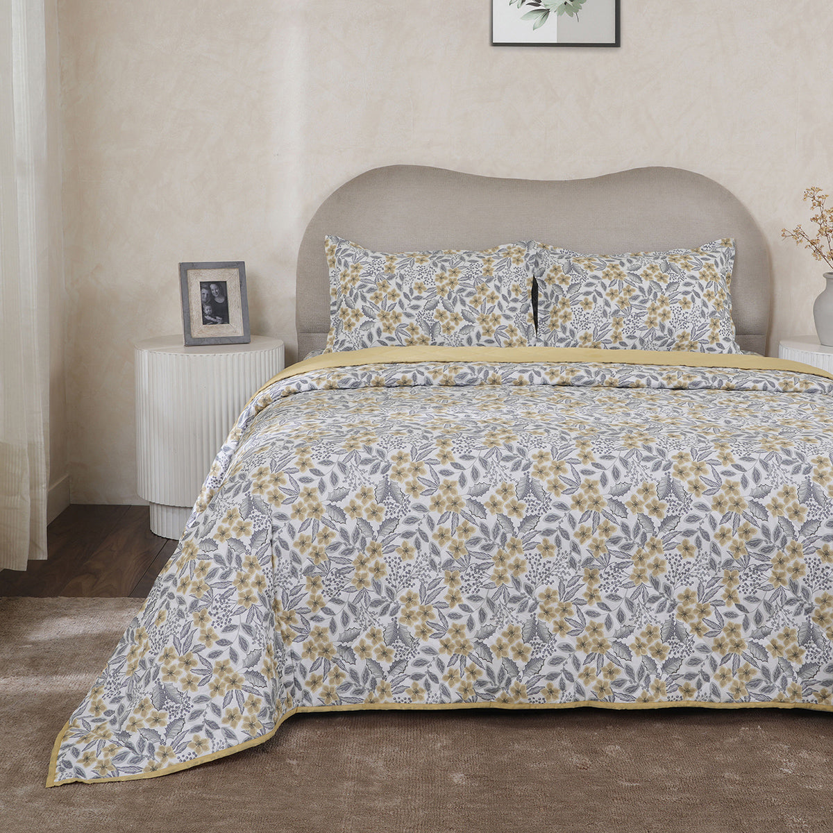 Hermosa Botanic Bloom Fleur Essence 4Pcs Yellow Quilt Set