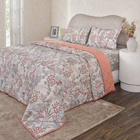 Hermosa Botanic Bloom Garden Muse 4Pcs Red Quilt Set
