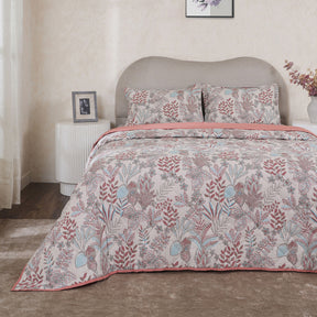 Hermosa Botanic Bloom Garden Muse 4Pcs Red Quilt Set