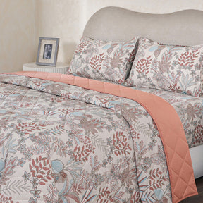 Hermosa Botanic Bloom Garden Muse 4Pcs Red Quilt Set