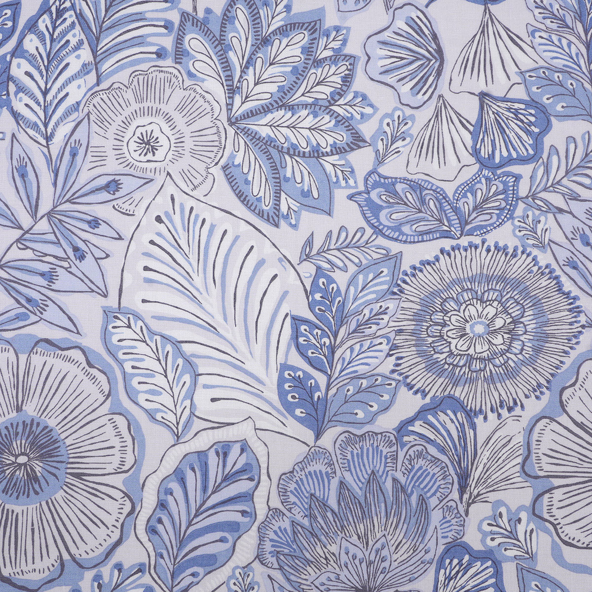 Hermosa Botanic Bloom Petaline 100% Cotton Printed Bedsheet with Pillow Case Blue Shadow
