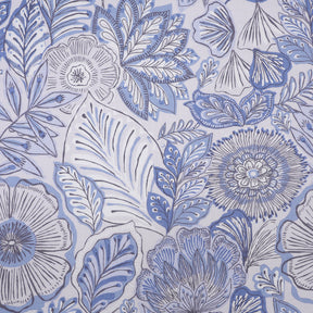 Hermosa Botanic Bloom Petaline 100% Cotton Printed Bedsheet with Pillow Case Blue Shadow