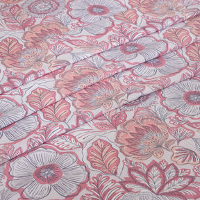 Hermosa Botanic Bloom Petaline 100% Cotton Printed Bedsheet with Pillow Case Old Rose