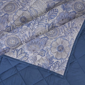 Hermosa Botanic Bloom Petaline 4Pcs Blue Shadow Quilt Set