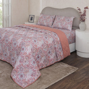 Hermosa Botanic Bloom Petaline 4Pcs Old Rose Quilt Set