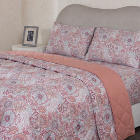 Hermosa Botanic Bloom Petaline 4Pcs Old Rose Quilt Set