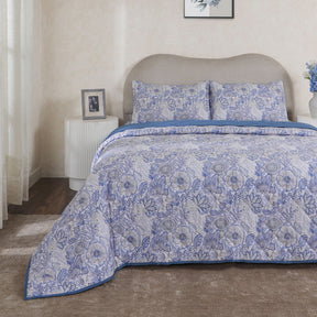 Hermosa Botanic Bloom Petaline Quilt Blue Shadow