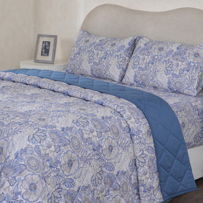 Hermosa Botanic Bloom Petaline Quilt Blue Shadow