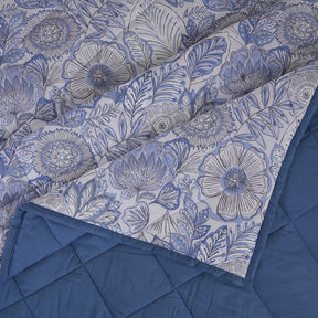 Hermosa Botanic Bloom Petaline Quilt Blue Shadow