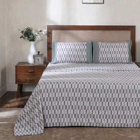 Hermosa Botanic Bloom Tactual 100% Cotton Printed Bedsheet with Pillow Case Twilight Green