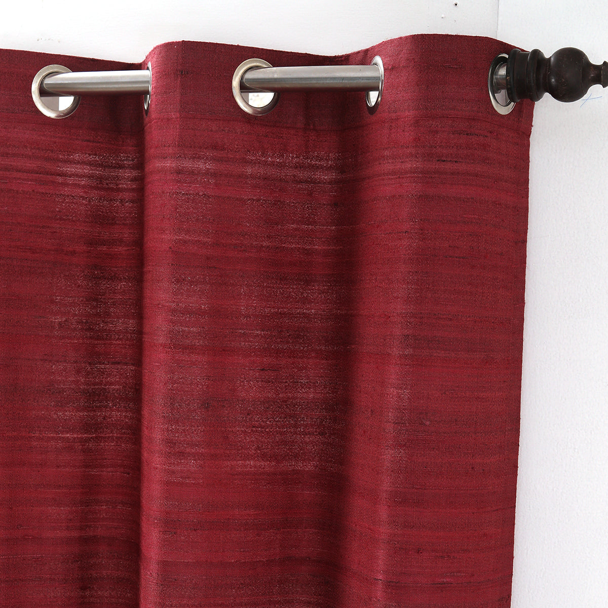 Hickory Silk Solid 2PC Red Curtain Set