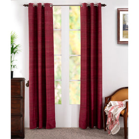 Hickory Silk Solid 2PC Red Curtain Set