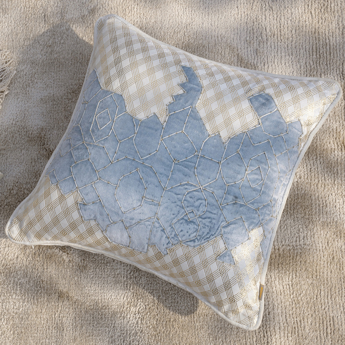 Imperial Essence Fusion Forms Chambray Blue Cushion Cover