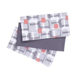 Scandi Block  / Solid Red/Grey 3 Pc Kitchen Towel