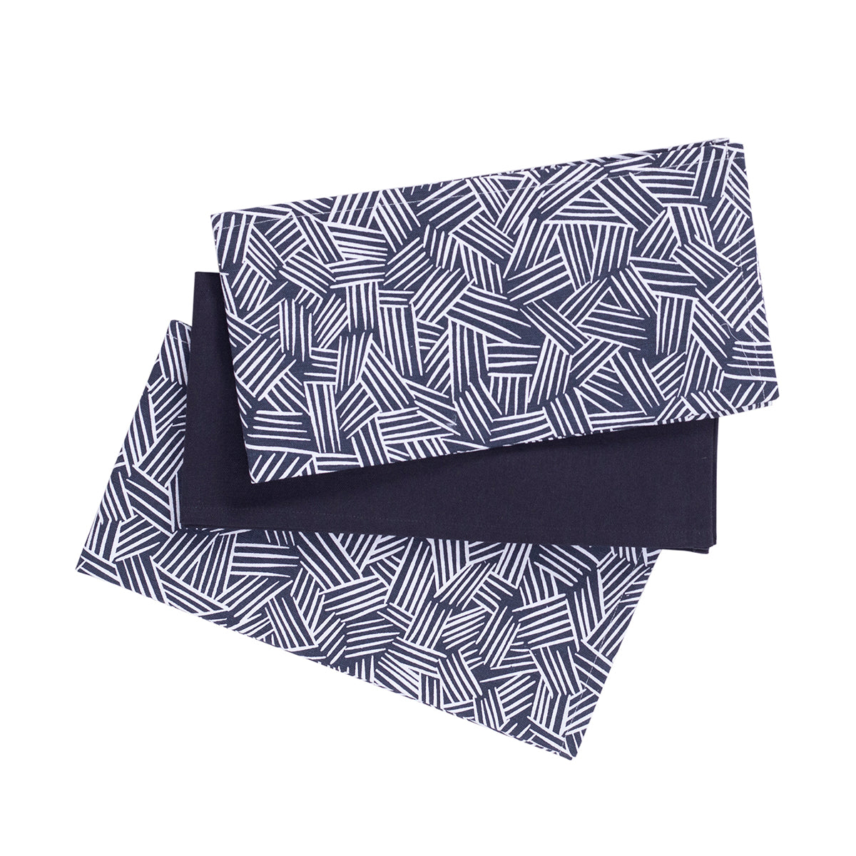 Raw Spikes / Solid Black/Grey 3 Pc Kitchen Towel