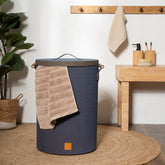 Laundry Basket Wedge Wood Blue 36X36X49.5CM Hazen