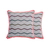 Maspar Chain Stitch Narrow Zig Zag 2PC Cushion Cover Set Black