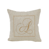Maspar Machine Embroidery Monogram A/Cotton Flax Cushion Cover Beige