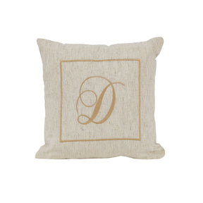 Maspar Machine Embroidery Monogram D/Cotton Flax Cushion Cover Beige