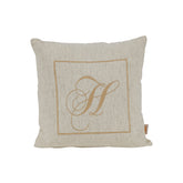 Maspar Machine Embroidery Monogram H/Cotton Flax Cushion Cover Beige