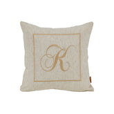 Maspar Machine Embroidery Monogram K/Cotton Flax Cushion Cover Beige