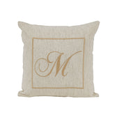 Maspar Machine Embroidery Monogram M/Cotton Flax Cushion Cover Beige