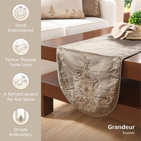 Maspar Runner Embroidered Hand Finished Grandeur Brown