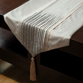 Maspar Runner Embroidered Hand Finished Majesty Silver Grey