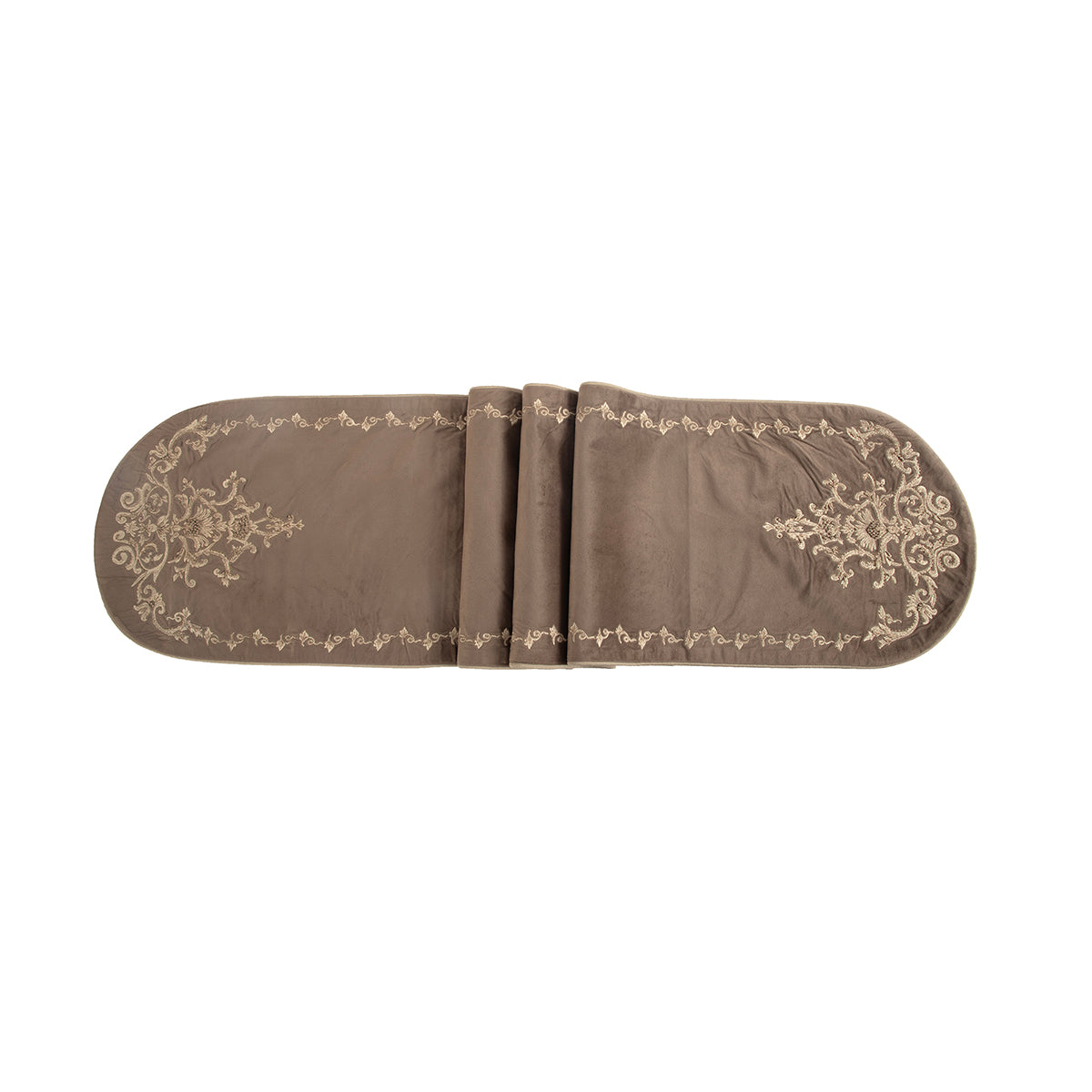 Maspar Grandeur 4Pcs Table Set Embroidered Hand Finished Brown