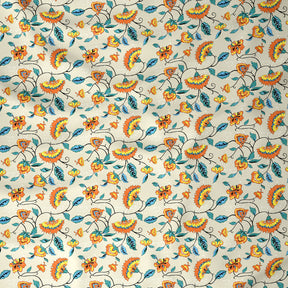 Modern Sanctuary Boho Floral Printed 144 TC 100% Cotton Orange Bed Sheet with Pillow Case