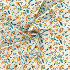 Modern Sanctuary Boho Floral Printed 144 TC 100% Cotton Orange Bed Sheet with Pillow Case