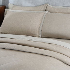 Muted Dot 100% Neutral Cotton Filling BeigeQuilt/Quilted Bed Cover