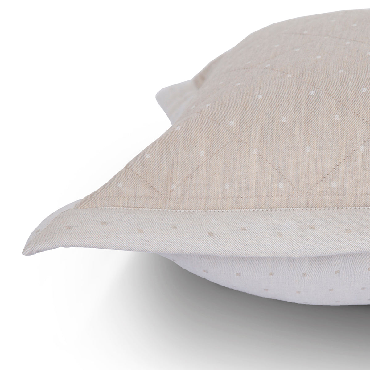 Maspar Muted Dot Pillow Sham Set Egyption Cotton Printed Ultra Soft Quilted Beige