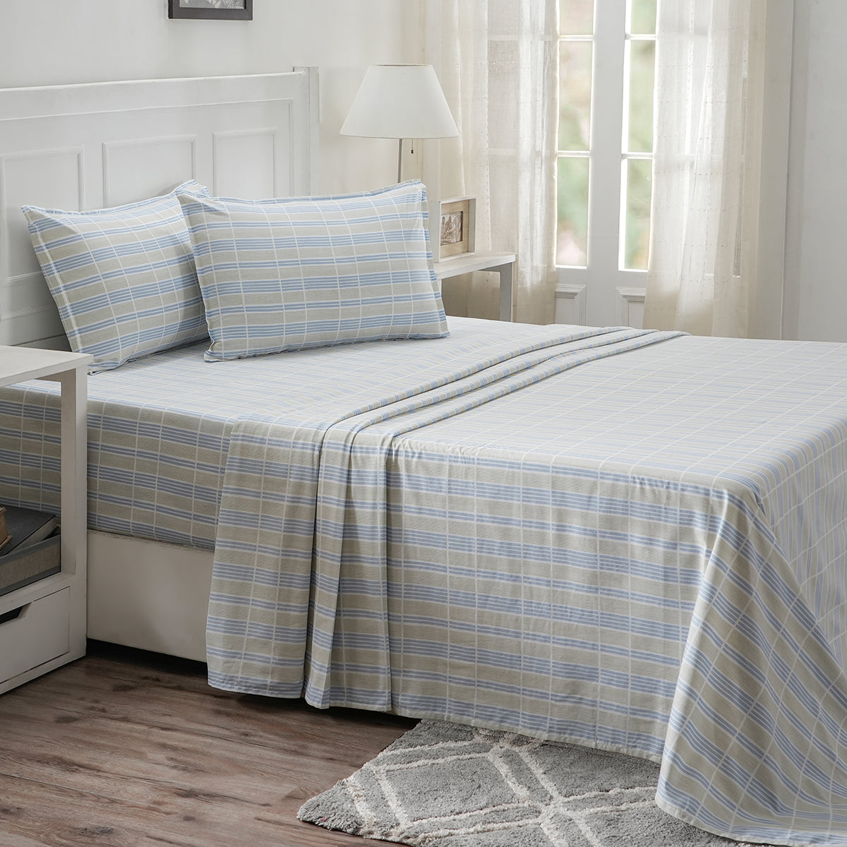 Optimist Bloom 100% Cotton Printed Bed Sheet with Pillow Case