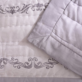 Ornamental Elegance Arabelle 100% Cotton 8Pcs Quilt/Qulited Bed Cover Set Purple