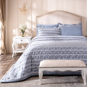 Ornamental Elegance Arabelle Quilt/Quilted Bed Cover Blue