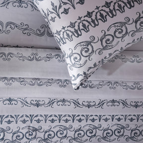 Ornamental Elegance Arablle 100% Cotton Bedsheet with Pillow Case Blue